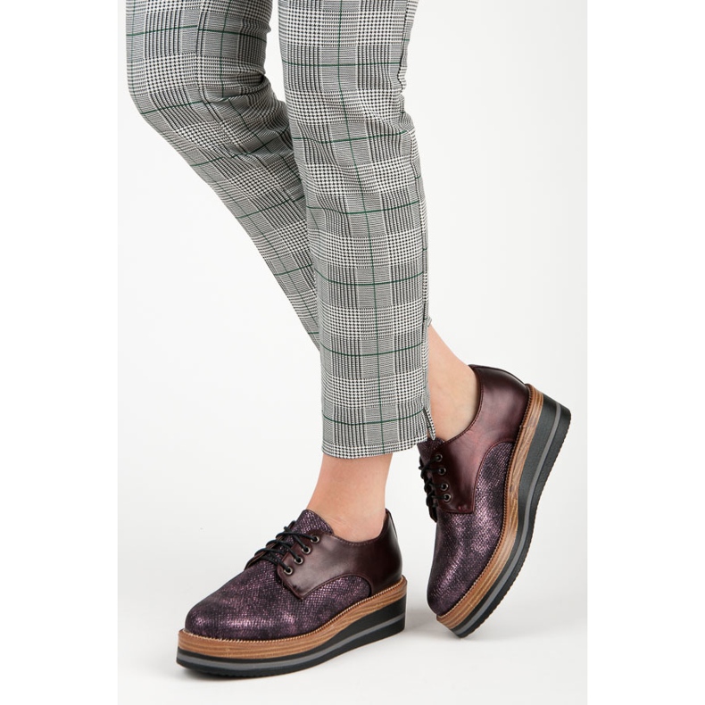 Kylie Sapatos elegantes de cunha bordô vermelho 2