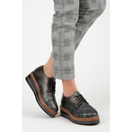 Kylie sapatos de cunha elegantes cinza 2