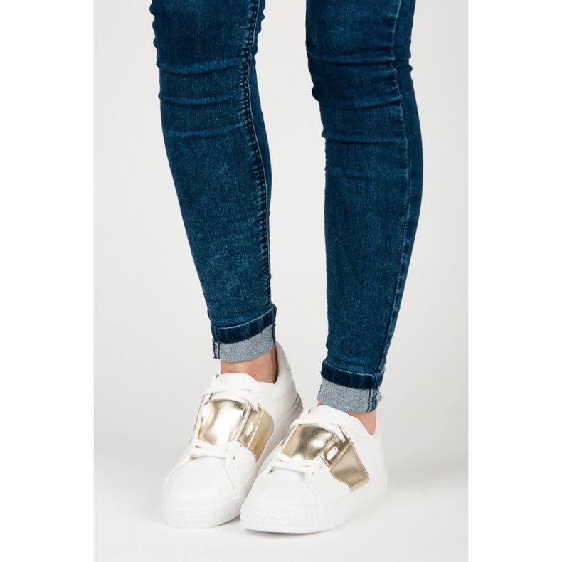 Tênis branco da moda esportiva amarelo 1