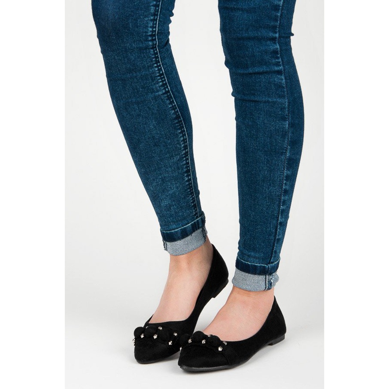 Seastar bailarinas de camurça com decote em V preto 1