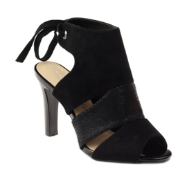 Sergio Leone 1489 sandália de camurça amarrada preto 1