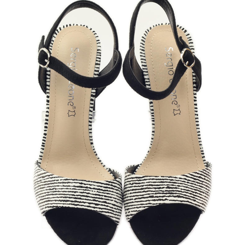 Sandálias no poste Sergio Leone 820 com listras branco preto 4