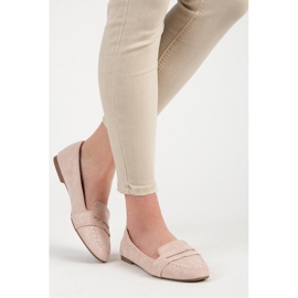 Small Swan Mocassins de camurça com glitter rosa 2