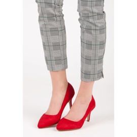 Bombas de salto alto de camurça vermelho 1