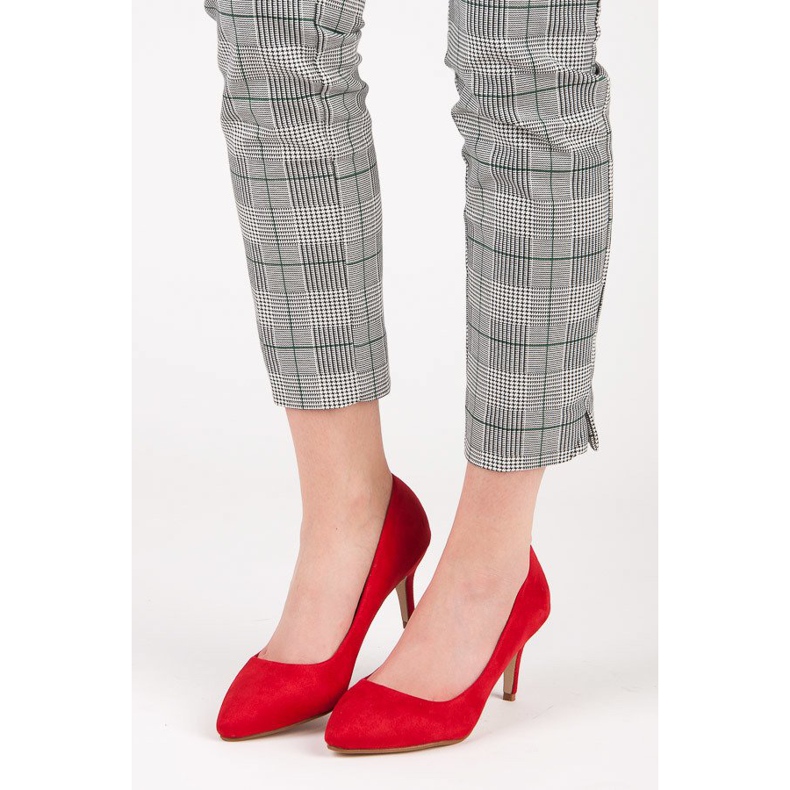 Bombas de salto alto de camurça vermelho 1