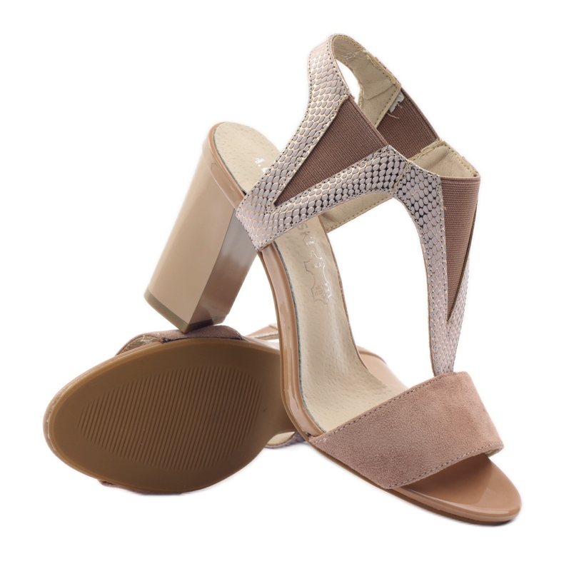 M.Daszyński Sandálias de couro Daszyński rosa 3