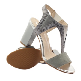 M.Daszyński Sandálias de couro Daszyński cinza 3