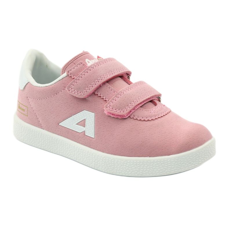 American Club Tênis esportivos com palmilha de couro americano rosa branco 1