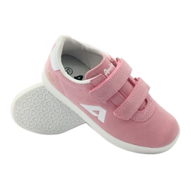 American Club Tênis esportivos com palmilha de couro americano rosa branco 3