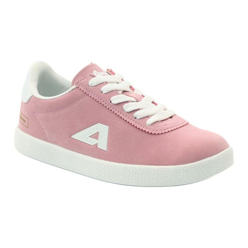 American Club Tênis esportivos com palmilha de couro americano branco rosa 1