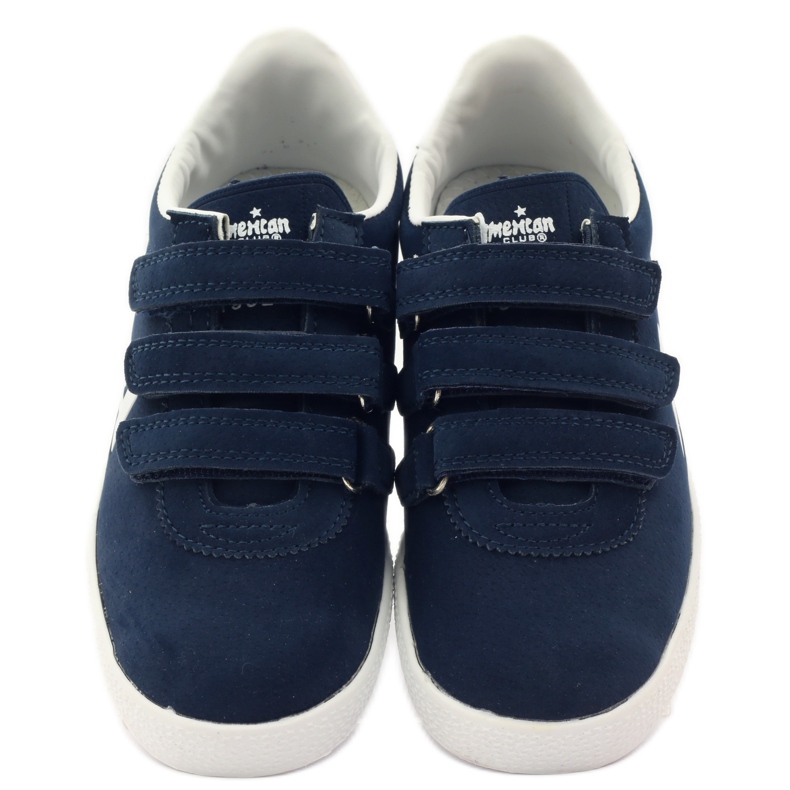 American Club Incrustação de couro americano esportivo azul marinho branco 4