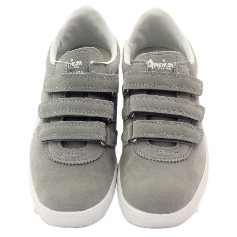 American Club Incrustação de couro americano esportivo cinza branco 4