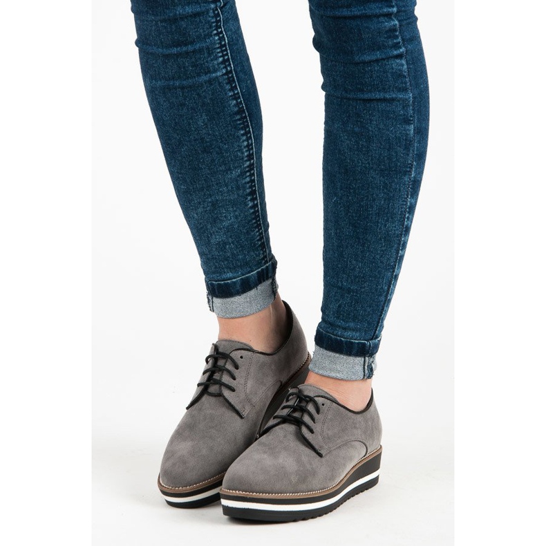 Ch. Creation Botas de camurça com cadarço cinza 1