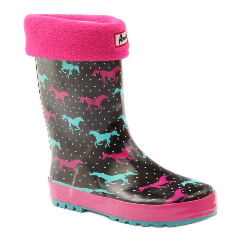 American Club Galochas de meia + inserção de cavalos americanos preto verde rosa 1