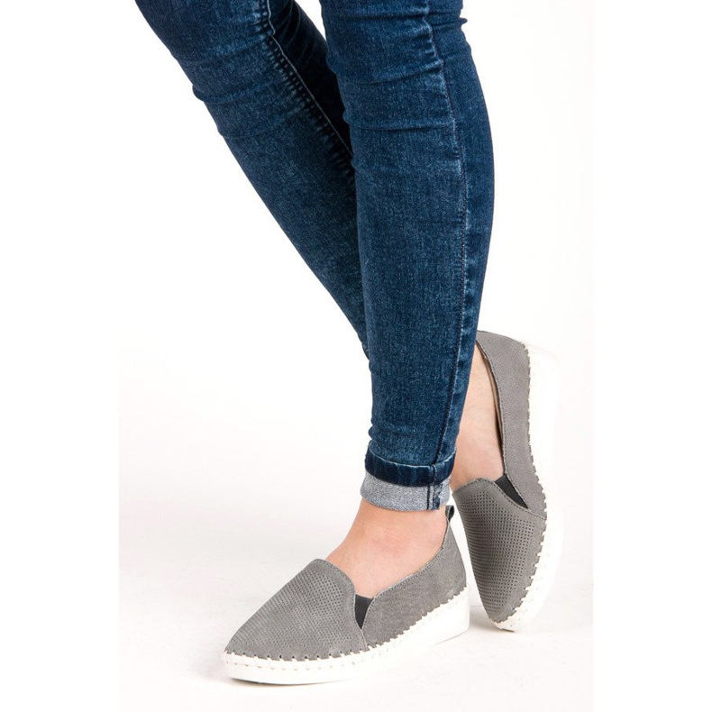 Mocassins de couro vinceza cinza 2