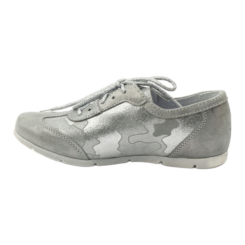 RenBut Esportes de couro Schodowany Girls Silver Shoes cinza 2