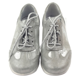 RenBut Esportes de couro Schodowany Girls Silver Shoes cinza 4