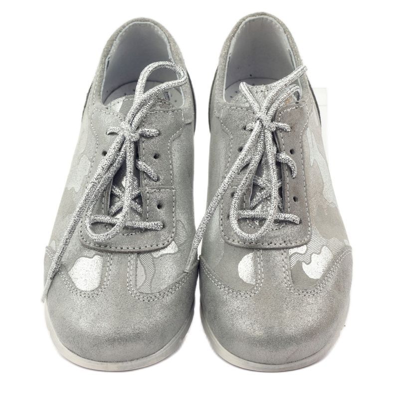 RenBut Esportes de couro Schodowany Girls Silver Shoes cinza 4