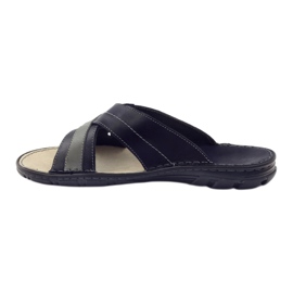 Chinelos masculinos de couro Naszbut 055, azul marinho 2
