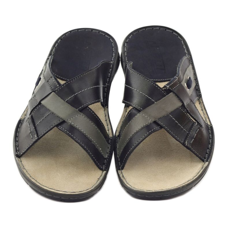 Chinelos masculinos de couro Naszbut 055, azul marinho 4