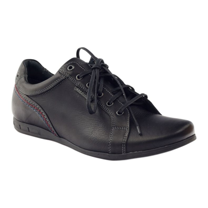 Riko Sapatos de couro de couro masculino 776 preto 1
