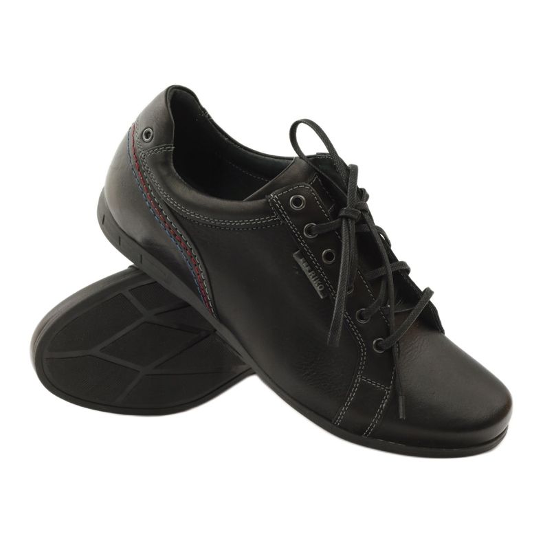 Riko Sapatos de couro de couro masculino 776 preto 3