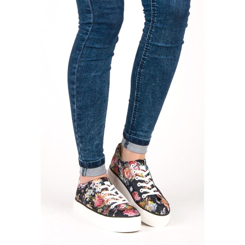 Yes Mile Tênis amarrado com flores multicolorido 1 Yes Mile Tênis amarrado com flores multicolorido 1