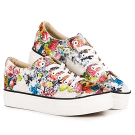 Yes Mile Tênis amarrado com flores multicolorido 1 Yes Mile Tênis amarrado com flores multicolorido 1
