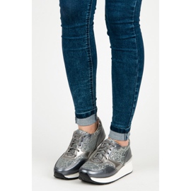 Kylie Calçados Esportivos Com Brilho cinza 2 Kylie Calçados Esportivos Com Brilho cinza 2