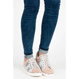 Kylie Tênis de moda amarrado rosa cinza 1