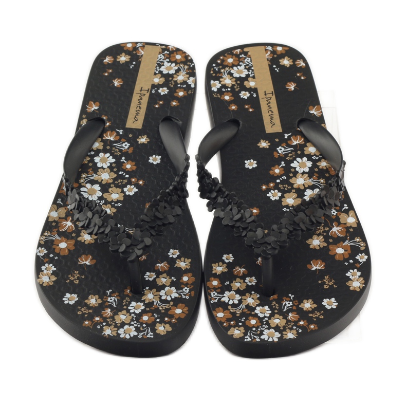 Chinelos florais femininos Ipanema 82397 preto marrom 4
