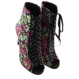 Botas orientais com cadarço BLACK / FUSHIA amarelo verde roxo preto 1