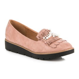 Comer Mocassim rosa com pérolas 2
