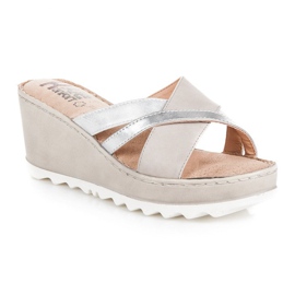 Kylie Chinelos de cunha castanho cinza 1