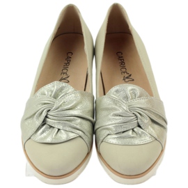 Caprice bombas sapatos baixos sapatos femininos 24607 bege dourado 4