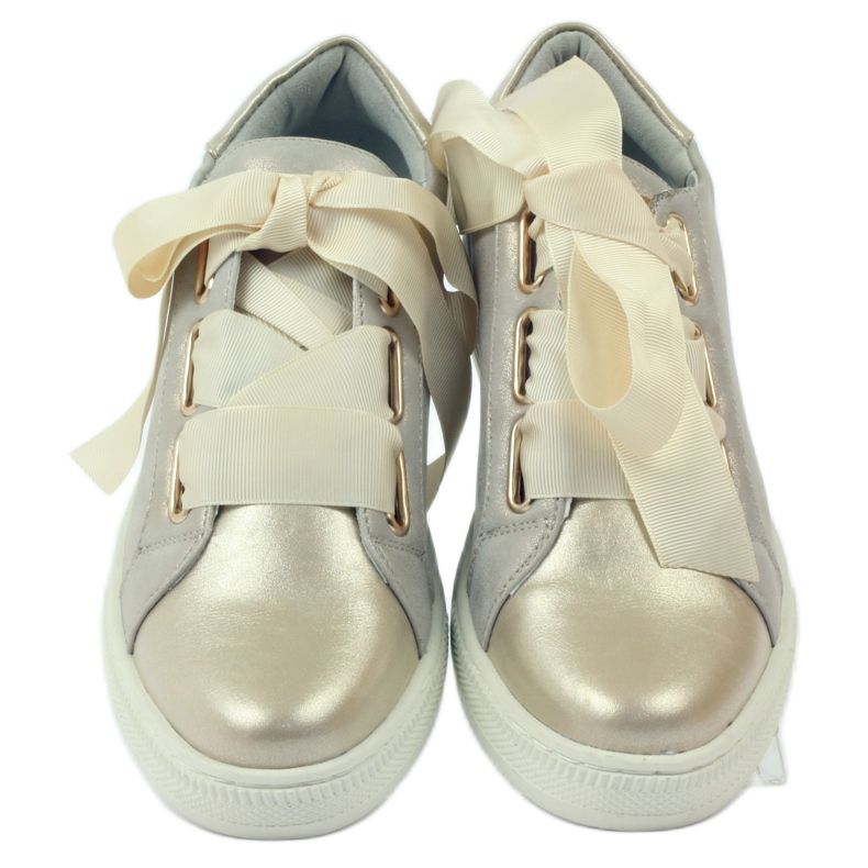 Palmilha de couro Creepers sapatos Filippo cinza dourado 4