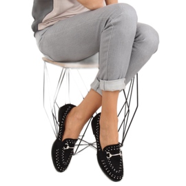 Mocassins pretos femininos pretos G241 preto 2