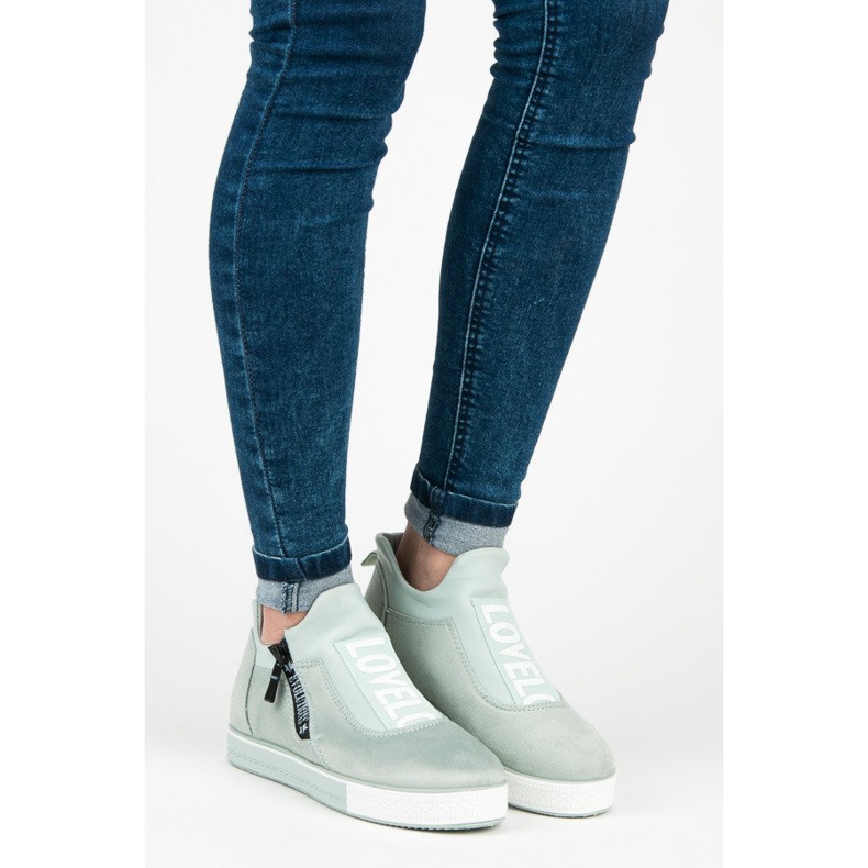 Ideal Shoes tênis de camurça verde 1