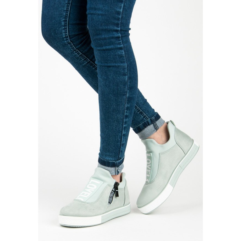 Ideal Shoes tênis de camurça verde 2