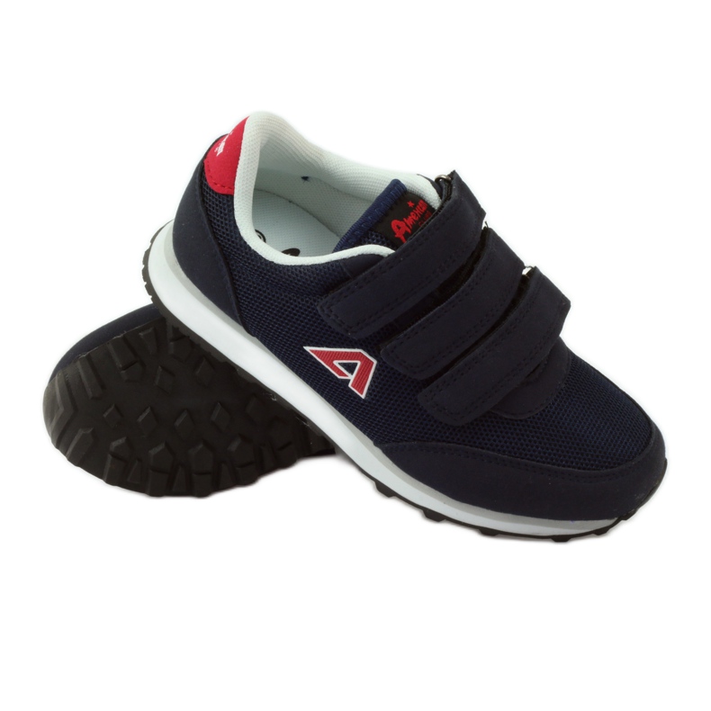 American Club Tênis esportivo de velcro azul marinho americano vermelho 3