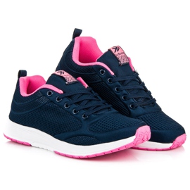 Ax Boxing sapatos de tecido azul marinho rosa 1