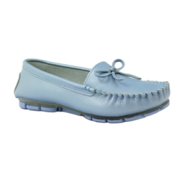 Mocassim de couro com laço Filippo 004 azul 1