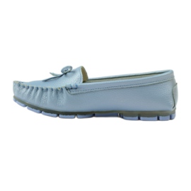 Mocassim de couro com laço Filippo 004 azul 2