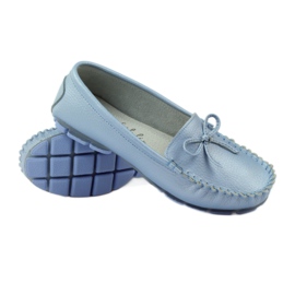 Mocassim de couro com laço Filippo 004 azul 3
