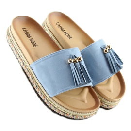 Chinelos de mulher azuis LS-93 LT.BLUE azul 2