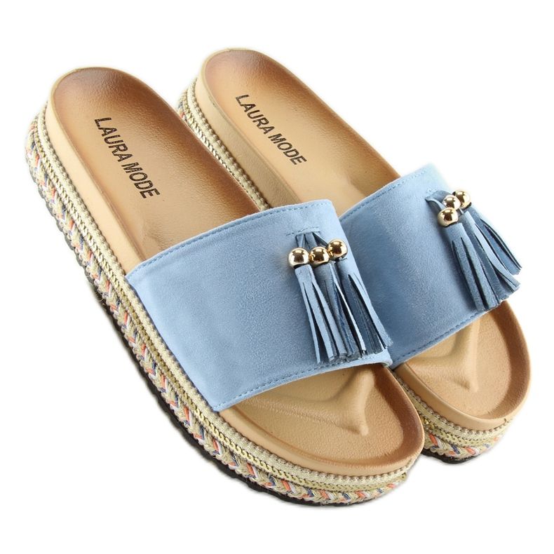 Chinelos de mulher azuis LS-93 LT.BLUE azul 2