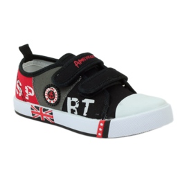 American Club tênis infantil americano tênis de couro vermelho cinza preto 1