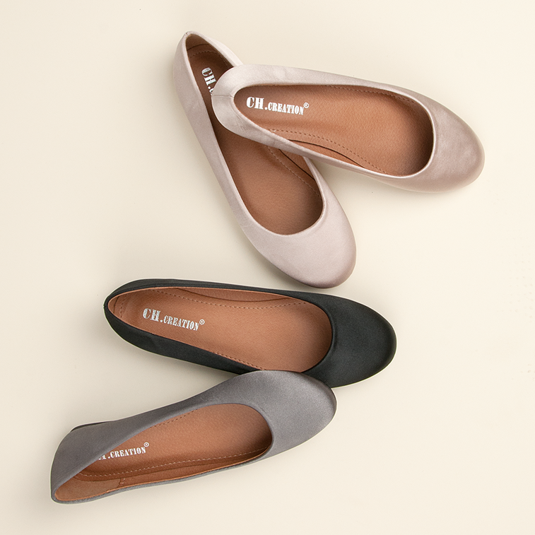 Ch. Creation bailarinas de cetim bege 1