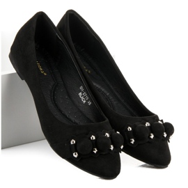 Ideal Shoes elegantes bailarinas pretas preto 2