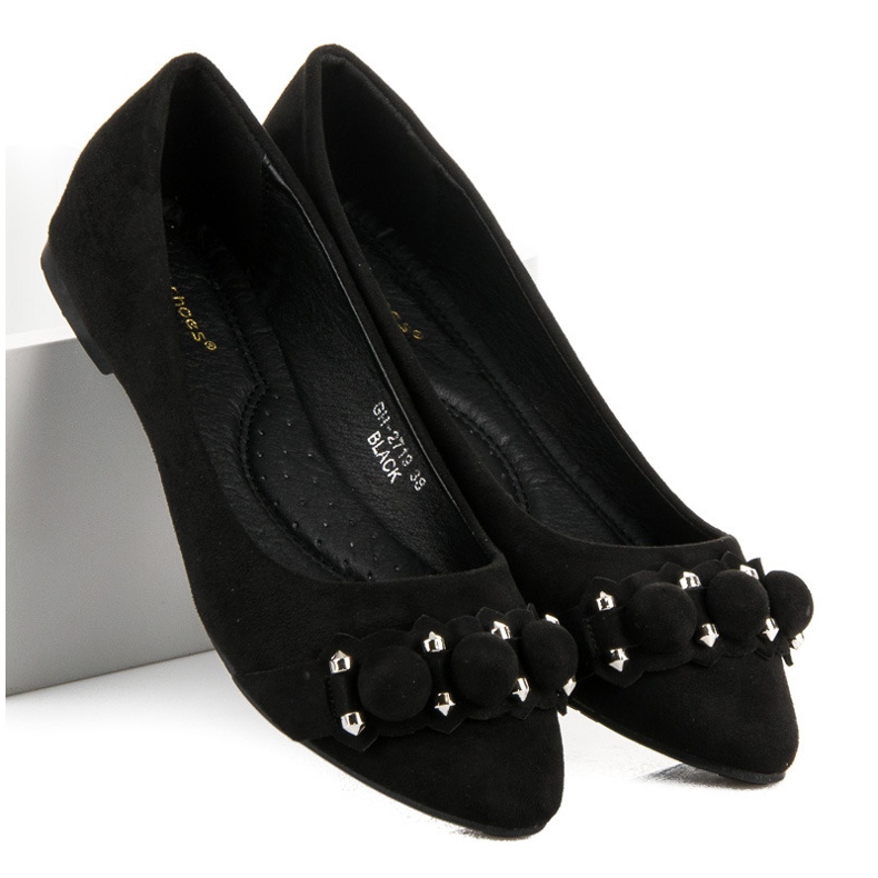 Ideal Shoes elegantes bailarinas pretas preto 2